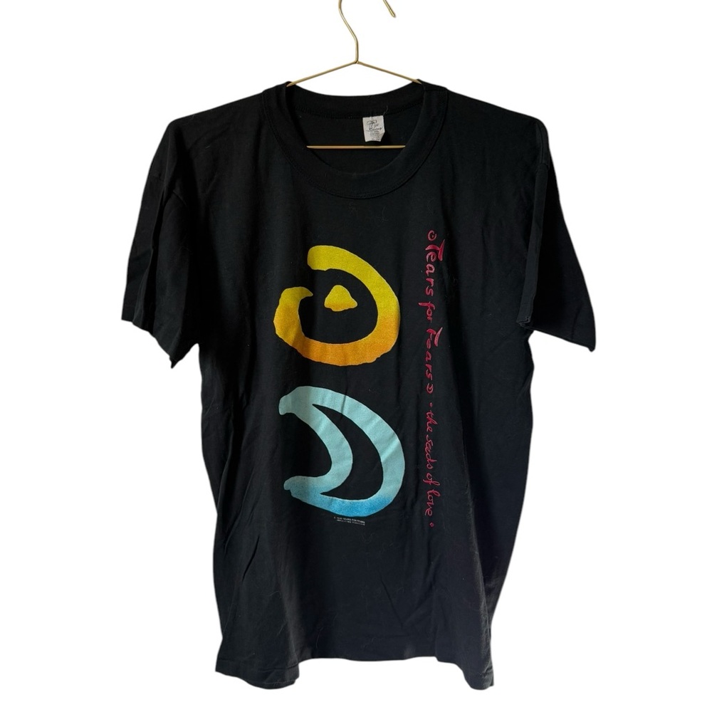 Vtg 1990 Tears For Fears Concert T-Shirt Black XL 90s The Seeds Of Love